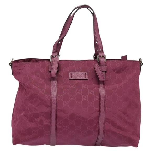 GUCCI GG Canvas Guccissima Hand Bag Nylon Pink Silver - Picture 2 of 16